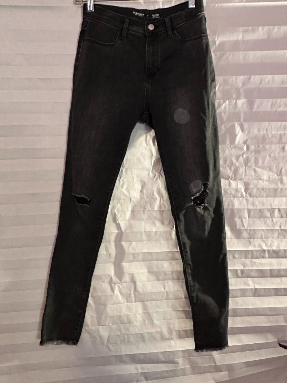 Old Navy Girls Black Skinny Distressed Jeggings Size 18